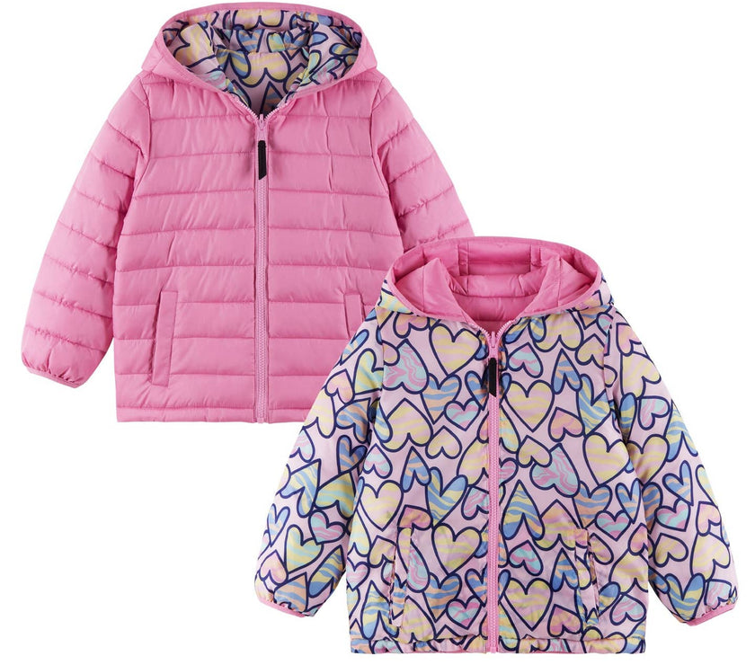 Reversible Puffer - Bear or Pink Hearts