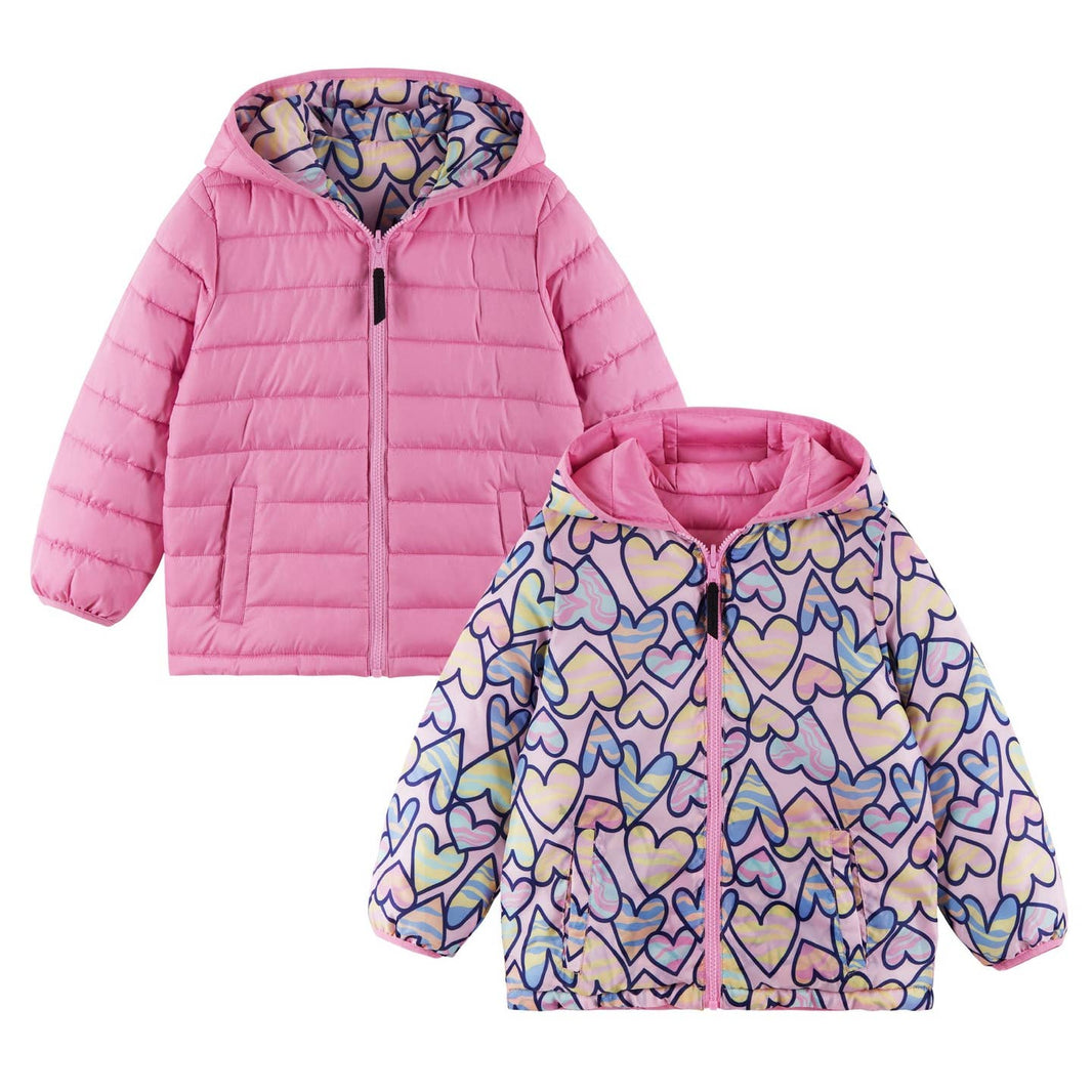 Reversible Puffer - Bear or Pink Hearts