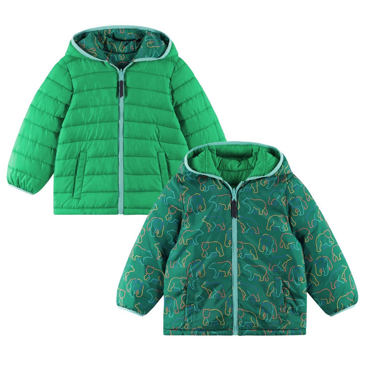 Reversible Puffer - Bear or Pink Hearts