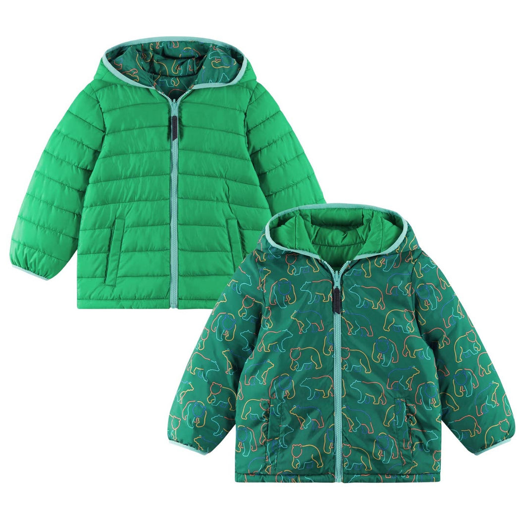Reversible Puffer - Bear or Pink Hearts