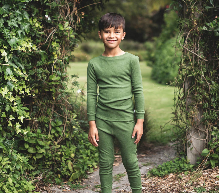 Merinosilk Leggings - Reinforced Knee, Mashine Washable, Organic - Laeta Kids