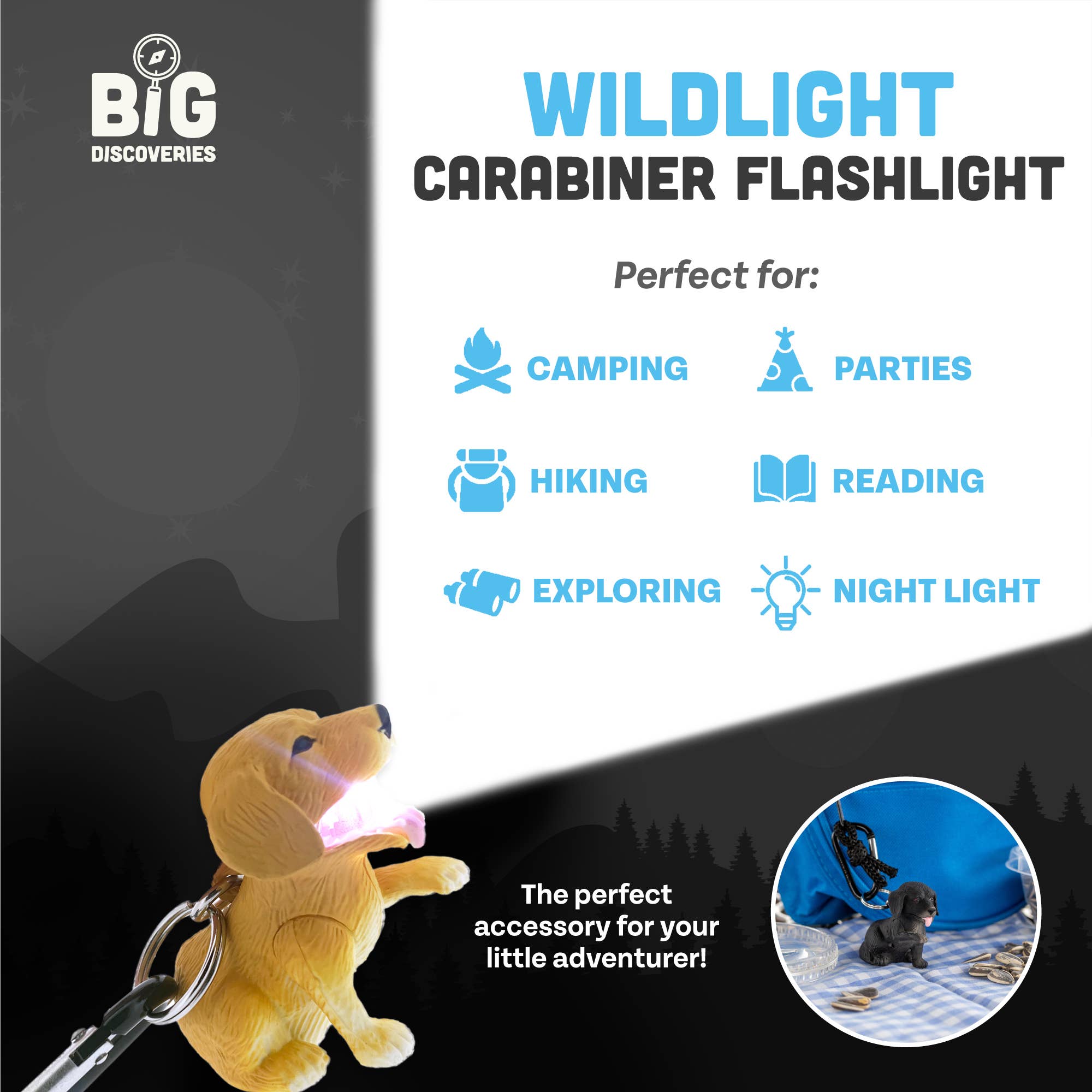 WildLight Animal Carabiner Flashlight - Retriever Dog - Laeta Kids