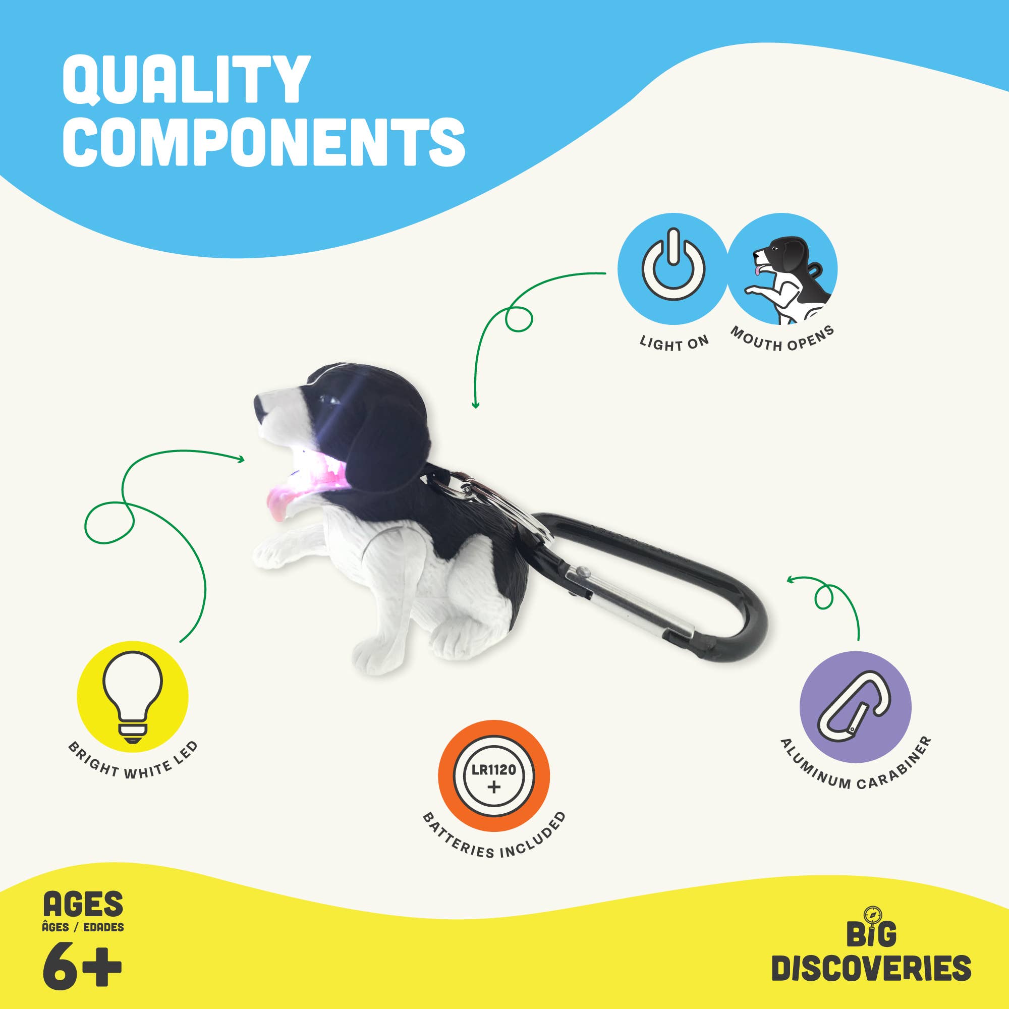 WildLight Animal Carabiner Flashlight - Spaniel Dog - Laeta Kids